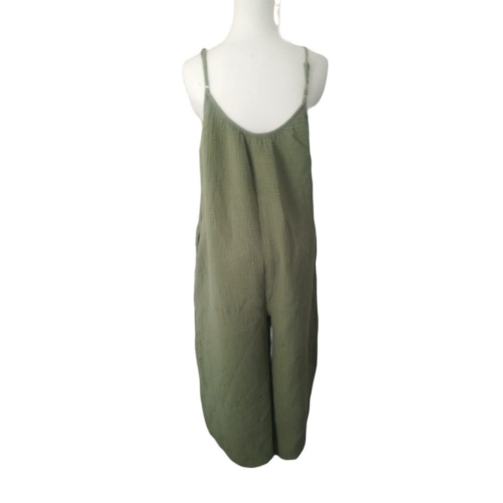 Z Supply Gauzy Wide Leg Cropped Loose Jumpsuit Green M Cottage Garden Utility - Picture 12 of 12